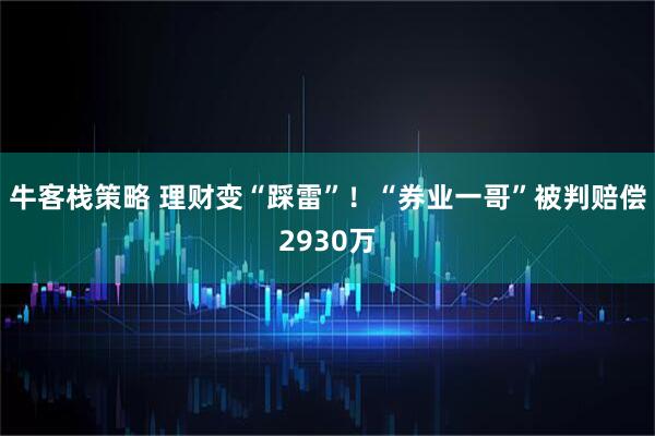 牛客栈策略 理财变“踩雷”！“券业一哥”被判赔偿2930万